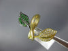 ESTATE LARGE .46CT DIAMOND & AAA TSAVORITE 14KT YELLOW GOLD 3D DOUBLE LEAF RING