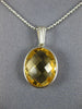 ESTATE 6.0CT AAA CITRINE 14K WHITE GOLD 3D OVAL CLASSIC BEZEL PENDANT WITH CHAIN