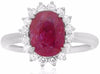 ESTATE 2.68CT DIAMOND & AAA RUBY 14KT PLATINUM GOLD 3D OVAL FLOWER PROMISE RING