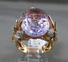 ESTATE WIDE 8.29CT DIAMOND & AMETHYST 14KT WHITE & ROSE GOLD LEAF FILIGREE RING