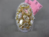 LARGE 4.18CT WHITE & FANCY YELLOW DIAMOND 18K 2 TONE GOLD OVAL ANNIVERSARY RING