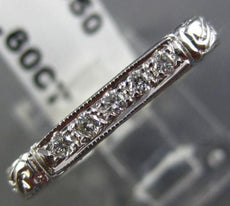 ANTIQUE .60CT DIAMOND 18K WHITE GOLD 3D FILIGREE ETERNITY ANNIVERSARY RING #6061