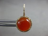 ESTATE 7.30CT DIAMOND & RED AGATE 14KT YELLOW GOLD ROUND HALO LEVERBACK EARRINGS