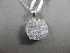 ESTATE LARGE .70CT DIAMOND 18KT WHITE GOLD FILIGREE CLUSTER FLOATING PENDANT