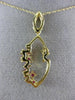 ESTATE .65CT DIAMOND & AAA RUBY 14K YELLOW GOLD 3D MARQUISE SHAPE FLOWER PENDANT