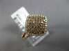 ESTATE .95CT WHITE & FANCY CHOCOLATE DIAMOND 14KT ROSE GOLD 3D SQUARE HALO RING