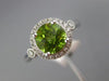 ESTATE 1.51CT DIAMOND & PERIDOT 14KT WHITE GOLD 3D ROUND HALO FRIEDNSHIP RING