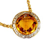 ESTATE 4.08CT ROUND DIAMOND & AAA CITRINE 14KT YELLOW GOLD CLASSIC HALO PENDANT