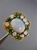 ESTATE EXTRA LARGE 8.80CT DIAMOND AAA OPAL & EMERALD 18K YELLOW GOLD 3D FUN RING