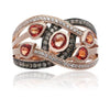 LARGE 5.11CT MULTI COLOR DIAMOND & AAA ORANGE SAPPHIRE 14KT ROSE GOLD WOVEN RING