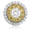 ESTATE .88CT WHITE & FANCY YELLOW DIAMOND 14K WHITE GOLD 3D FLOWER STUD EARRINGS