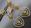 ESTATE LARGE 2.34CT WHITE & FANCY YELLOW DIAMOND 18KT 2 TONE GOLD HEART EARRINGS
