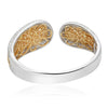 LARGE 16CT WHITE & FANCY YELLOW DIAMOND 18KT 2 TONE GOLD CLUSTER BANGLE BRACELET