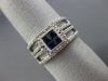 ESTATE 1.03CT ROUND & PRINCESS DIAMOND & AAA SAPPHIRE 14K WHITE GOLD SQUARE RING