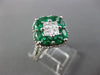 LARGE 1.35CT DIAMOND & AAA EMERALD 14K WHITE GOLD MULTI SHAPE SQUARE FLOWER RING