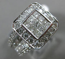 ESTATE LARGE 2.07CT ROUND & PRINCESS DIAMOND 14KT WHITE GOLD SQUARE PROMISE RING