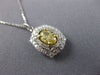ESTATE 1.20CT WHITE & FANCY YELLOW DIAMOND 18KT 2 TONE GOLD DOUBLE HALO PENDANT