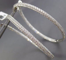 ESTATE WIDE & EXTRA LARGE 8.26CT DIAMOND 14K WHITE GOLD INSIDE OUT HOOP EARRINGS