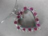 ESTATE LARGE 2.26CT DIAMOND & AAA RUBY 14KT WHITE GOLD OPEN HEART PENDANT #12165