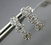 ESTATE .53CT DIAMOND 14KT WHITE GOLD 3D 3 FLOWER JOURNEY UMBRELLA LOVE EARRINGS