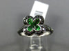 ESTATE 2.50CT DIAMOND & TZAVORITE 14KT WHITE BLACK GOLD 3D 4 CLOVER FLOWER RING