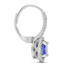 1.76CT DIAMOND & AAA TANZANITE 14KT WHITE GOLD HALO LEVERBACK HANGING EARRINGS