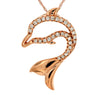 ESTATE .07CT DIAMOND 14KT ROSE GOLD CLASSIC HAPPY DOLPHIN FLOATING LOVE PENDANT