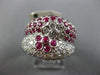ESTATE LARGE 3.53CT DIAMOND & AAA RUBY 18K WHITE GOLD 3D FLOWER ETOILE PAVE RING