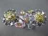 ESTATE MASSIVE 7.63CT FANCY COLOR DIAMOND 18KT WHITE GOLD 3D DOUBLE FLOWER RING