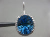 ESTATE MASSIVE 9.90CT DIAMOND & BLUE TOPAZ 14KT WHITE GOLD OVAL HANGING EARRINGS