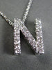 ESTATE .25CT DIAMOND 14KT WHITE GOLD 3D " N " INITIAL FLOATING PENDANT #19509