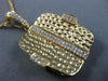 ESTATE .32CT DIAMOND 18KT YELLOW GOLD 3D SQUARE HAMMERED FLOATING FUN PENDANT