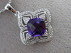 ESTATE 2.46CT DIAMOND & AMETHYST 14K WHITE GOLD SQUARE FILIGREE FLOATING PENDANT