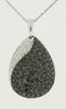 .97CT WHITE & BLACK DIAMOND 14K WHITE GOLD 3D PAVE TEAR DROP CLASSIC FUN PENDANT