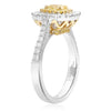ESTATE 1.08CT WHITE & FANCY YELLOW DIAMOND 18K 2 TONE GOLD ENGAGEMENT RING