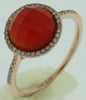 ESTATE .15CT DIAMOND & AAA RED AGATE 14KT ROSE GOLD CLASSIC ROUND HALO FUN RING