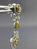 ESTATE LARGE 2.34CT WHITE & FANCY YELLOW DIAMOND 18KT 2 TONE GOLD HEART EARRINGS