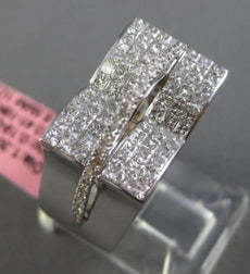 ESTATE LARGE 1.49CT ROUND & PRINCESS DIAMOND 18K WHITE GOLD 3D MULTI ROW RING FG