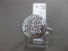 ESTATE LARGE 1.17CT DIAMOND 18KT WHITE GOLD 3D PAVE CLUSTER HALO PROMISE RING