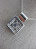ESTATE .16CT ROUND DIAMOND 14KT WHITE GOLD SOLITAIRE SQUARE HALO PENDANT #19530