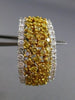 ESTATE LARGE 2.97CT WHITE & FANCY INTENSE DIAMOND 18KT TWO TONE GOLD 3D EARRINGS