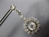 ANTIQUE LARGE  7.0CT ROSE CUT DIAMOND 14KT WHITE GOLD 3D FLOWER HANGING EARRINGS