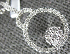 ESTATE .17CT DIAMOND 18KT WHITE GOLD 3D CIRCE OF LIFE FLOWER FLOATING PENDANT