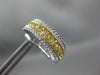 WIDE 2.58CT WHITE & FANCY YELLOW DIAMOND 18K WHITE GOLD 3D HOOP CLIP ON EARRINGS