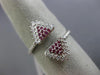 ESTATE WIDE .36CT DIAMOND & AAA RUBY 14KT WHITE GOLD TRIANGLE PAVE FLEXIBLE RING