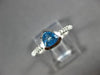 ESTATE .65CT DIAMOND & AAA TRILLION CUT BLUE TOPAZ 14K WHITE GOLD BEZEL FUN RING