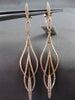 ESTATE LONG .69CT ROUND DIAMOND 18KT ROSE GOLD 3D CLASSIC LEAF HANGING EARRINGS
