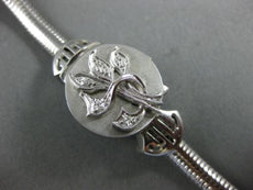 ANTIQUE .15CT OLD MINE DIAMOND 14KT WHITE GOLD 3D FLOWER WATCH BRACELET #2059