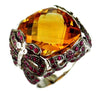 ESTATE LARGE 24.06CT DIAMOND AAA RUBY & CITRINE 14K WHITE GOLD 3D BUTTERFLY RING