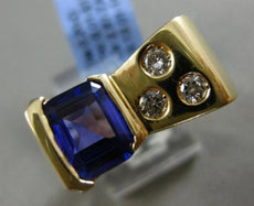 ESTATE 2.87CT DIAMOND & TANZANITE 18K YELLOW GOLD 3D ETOILE SEMI BEZEL MENS RING